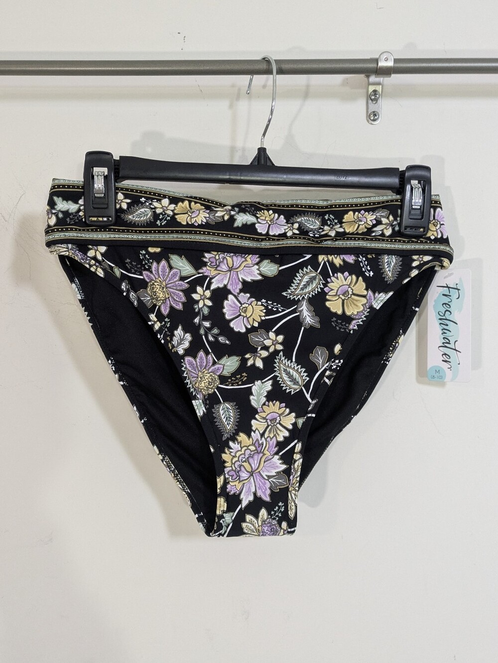 NEW Freshwater Gypsy Soul Floral Banded High Leg Bikini Bottom Size Medium 8-10